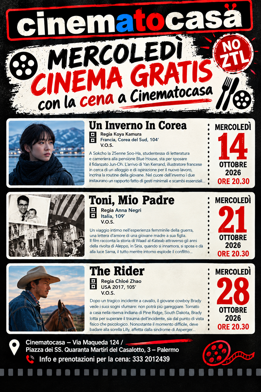 Mercoledì cinema gratis a Cinematocasa